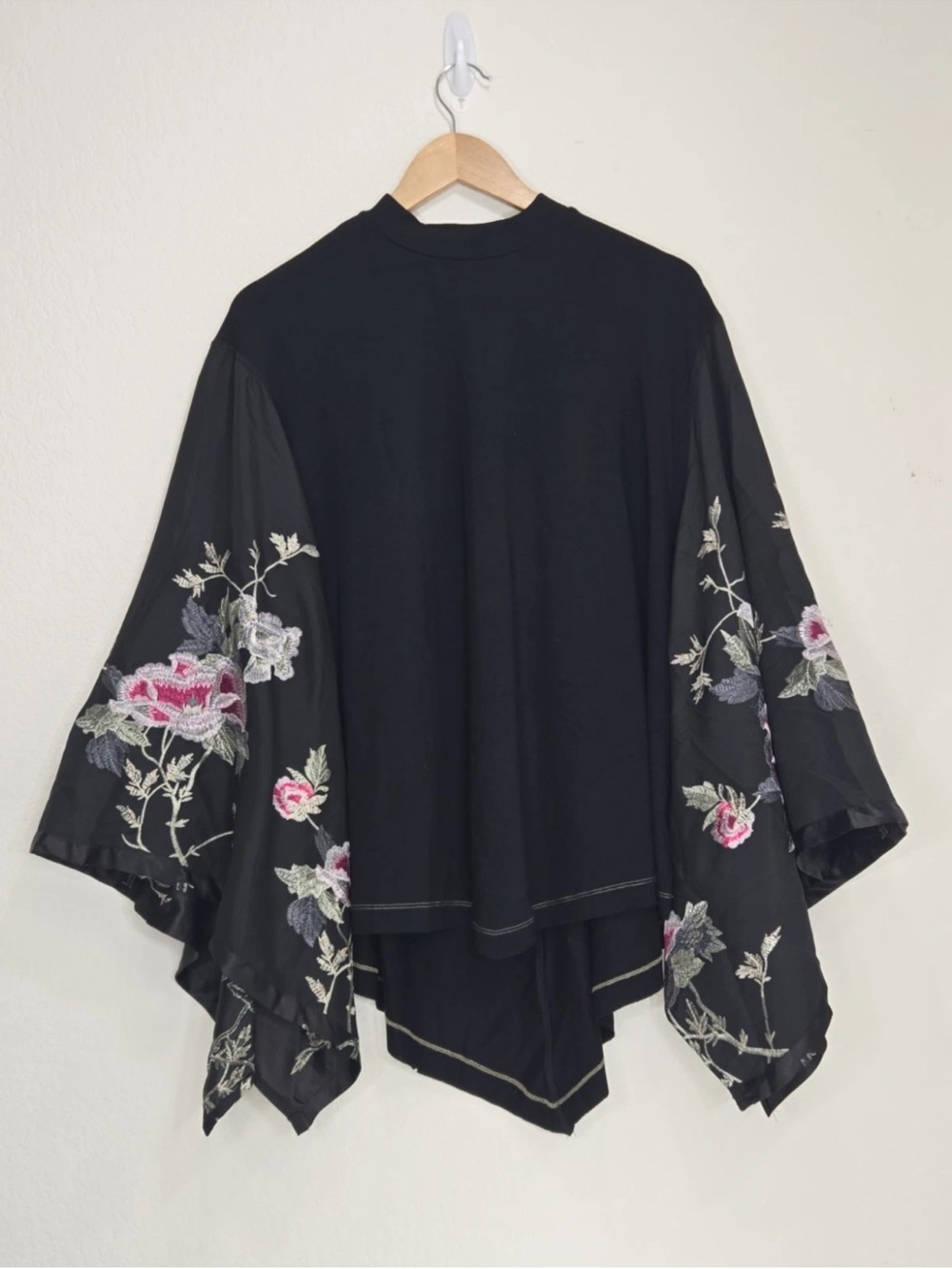 Free People Sydney Tuesday Kimono Top S Black Floral Whimsigoth Boho Fairycore
